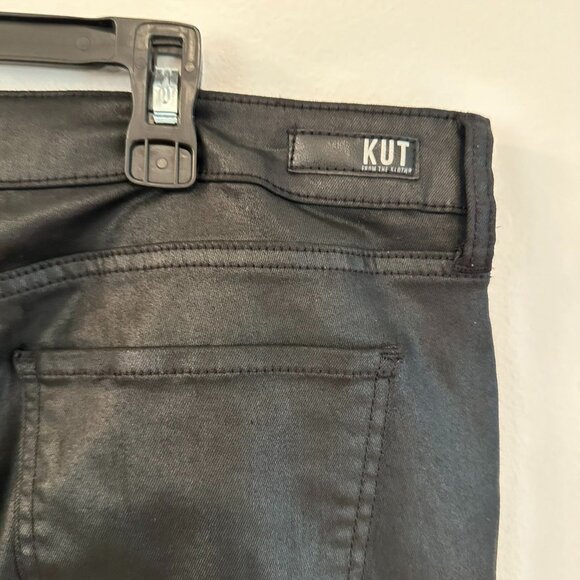 KUT WOMENS KELSEY HIGH RISE ANKLE FLARE RAW HEM BLACK PANT SIZE 14 - Picture 5 of 9